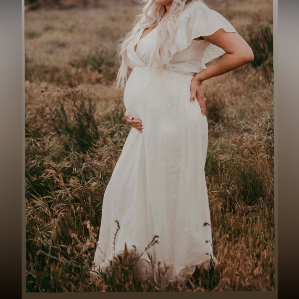 Cream color eyelet maxi dress.
